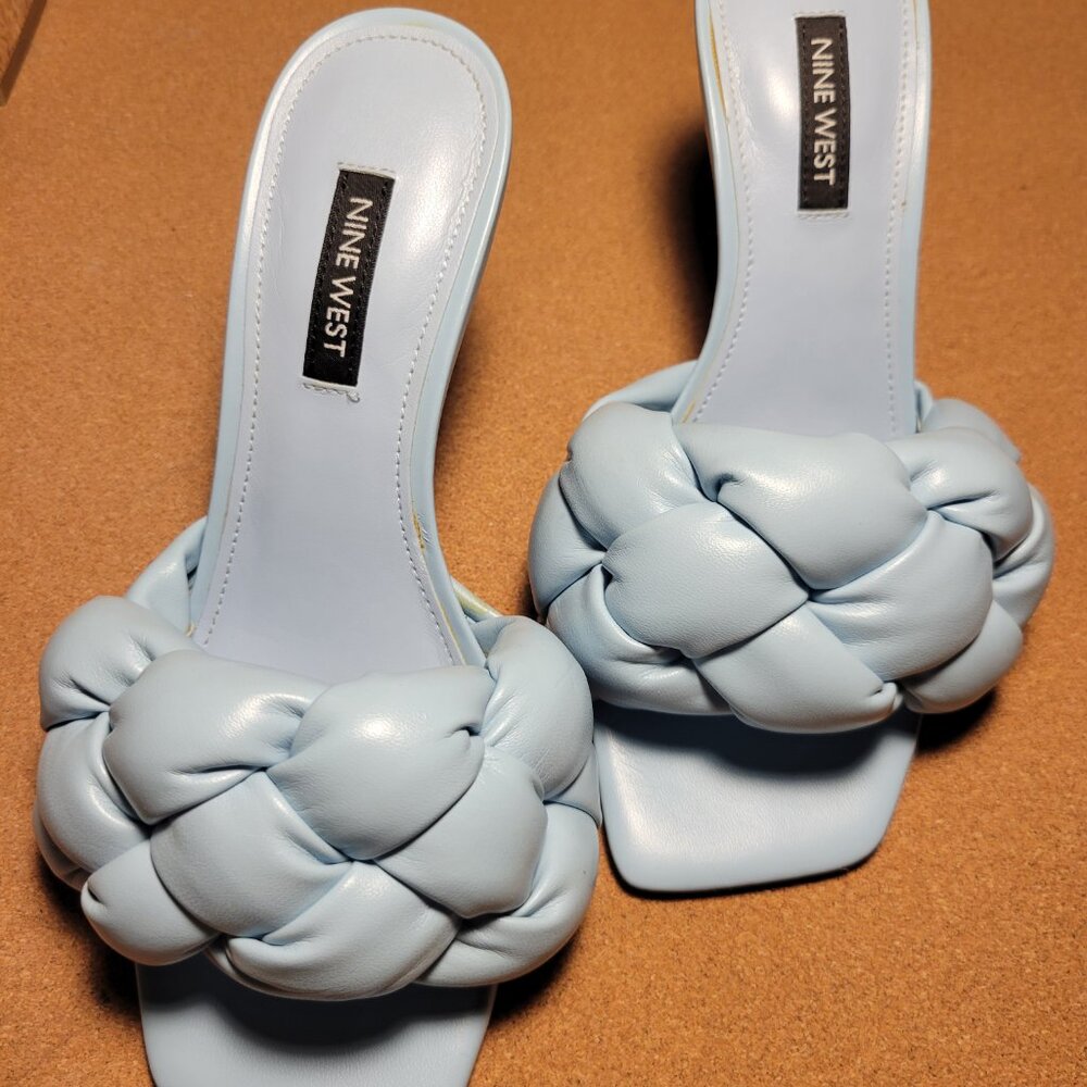 Nine West Puffy Braided Light Blue Kitten Hills size 6